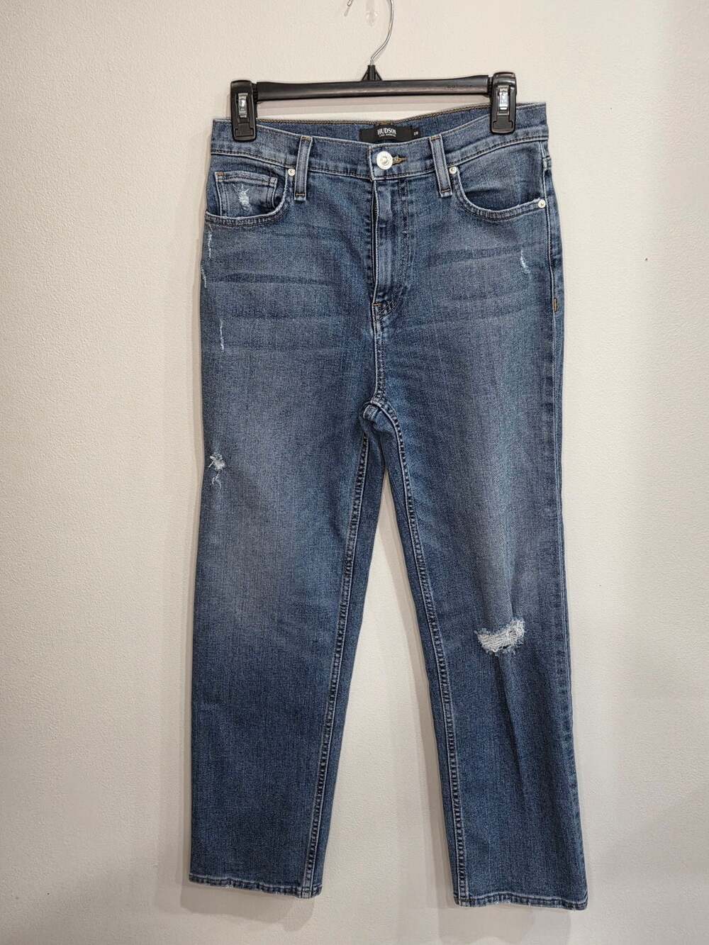 Hudson Los Angeles Remi Straight Ankle Distressed Denim Jeans Size 28